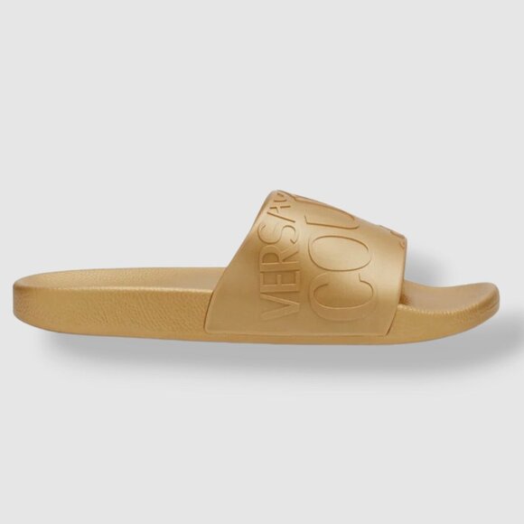 NEW VERSACE JEANS COUTURE Men's Gold Slide Sandals Shoes Size US 8.5 / EU 42 - Picture 2 of 11
